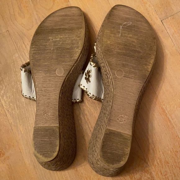 A. GIANNETTI Italian Leather Wedge Espadrille Thong Sandals - Picture 7 of 11
